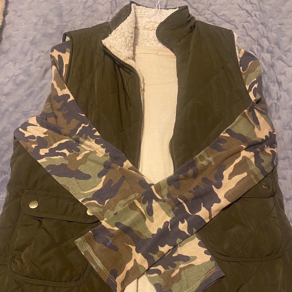 Black and Camo wool lined vest